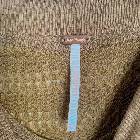 Free People Sistine Cold Shoulder Brown Square Neckline Long Sleeve Sweater Top - Picture 6 of 10